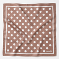apashka Bubble-Pop Mocha 100% silk twill 45x45 cm bandana featuring a rich mocha brown background with crisp white polka dots and a clean white double-border frame.