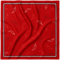 apashka Red Hot Chili 100% silk twill 45x45 cm bandana featuring a rich crimson red background with a playful hand-drawn chili pepper pattern and a white double-border frame.